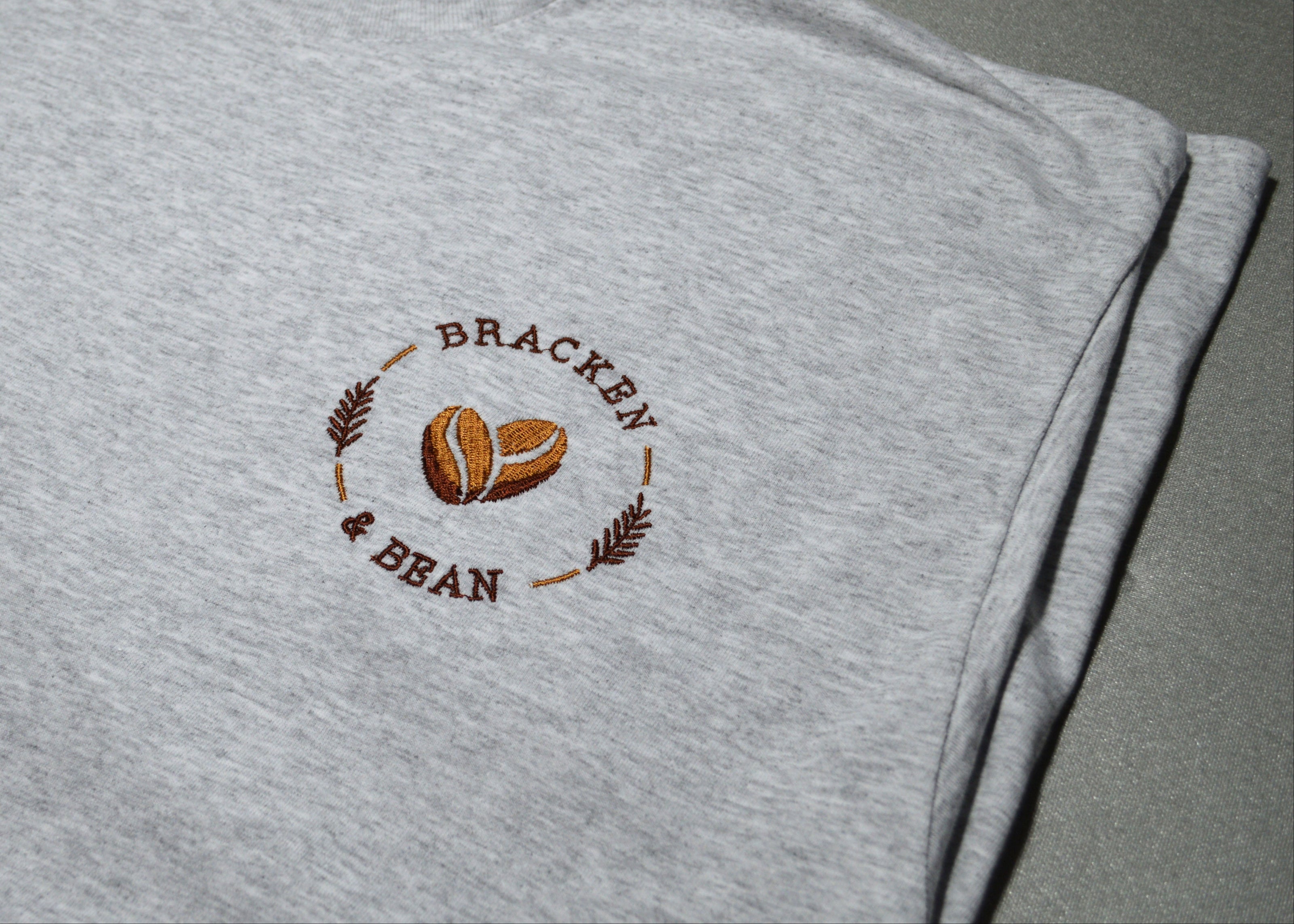 Grey t with 'Bracken & Bean' logo 